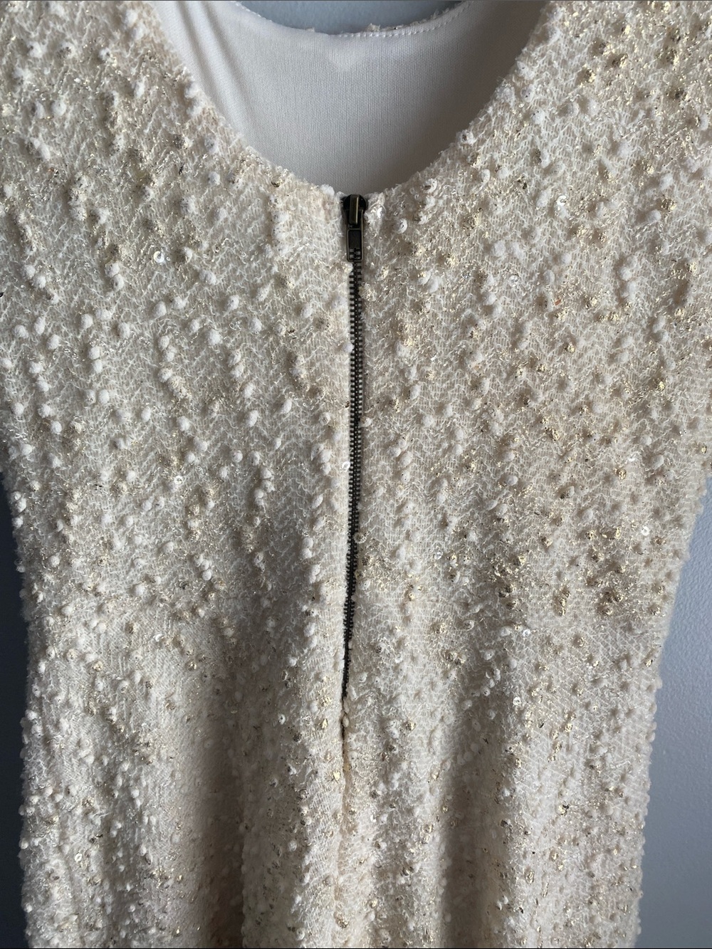 Everly Cream gold glitter Mini Fit-and-Flare Dress - Picture 4 of 7